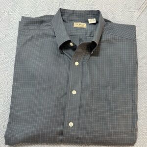 L.L. Bean Gray Checkered Long Sleeve Button Down Shirt XL